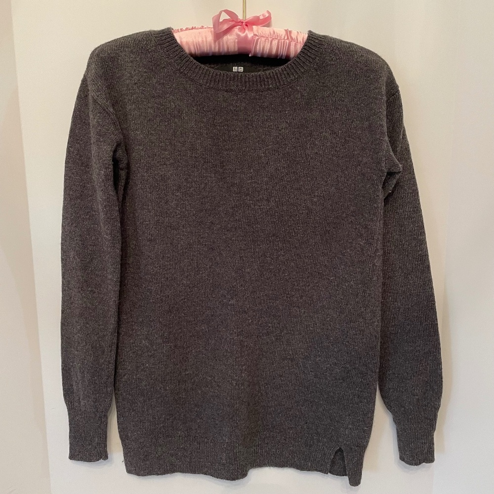 Uniqlo Gray Crew Sweater S Wool Cashmere Blend